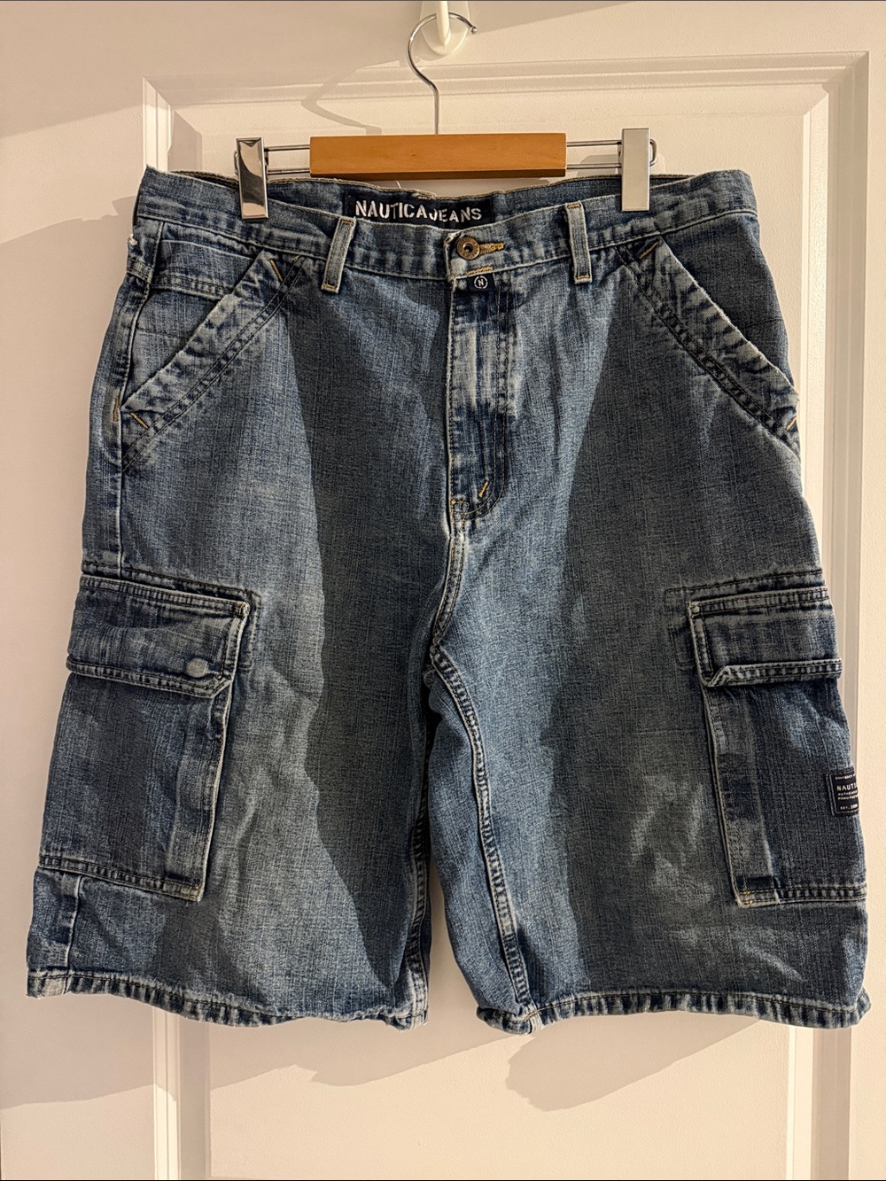 Vintage NAUTICA JEANS Men's Blue Denim Cargo Shorts